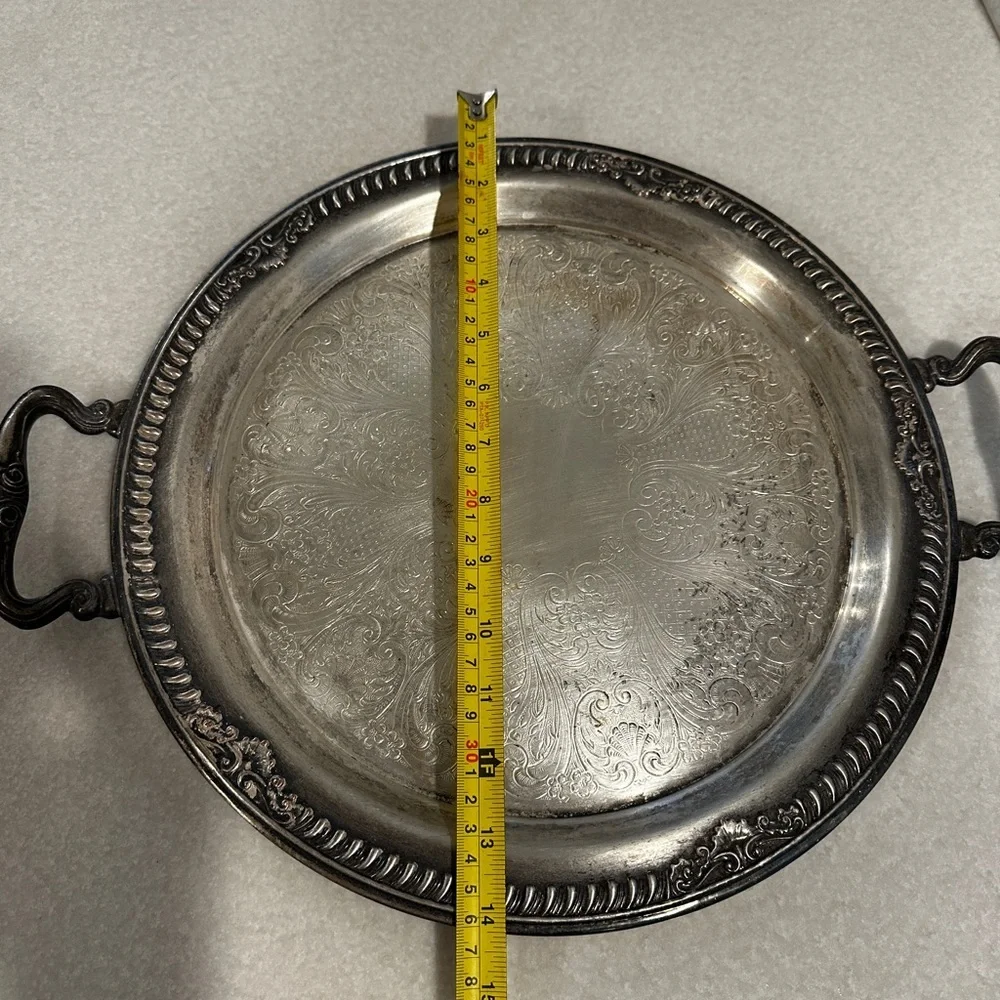 Vintage holiday silverplate serving tray